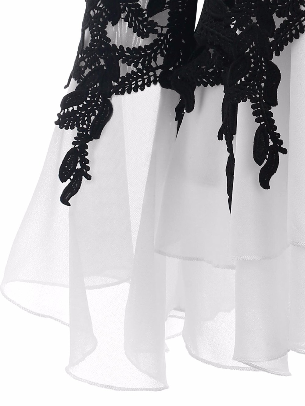 VESTLINDA Plus Size 5XL Applique Layered Flare Sleeve Chiffon Panel Flowy Blouse Women Tops Clothing Blouse Femme 2018 Blouses 4