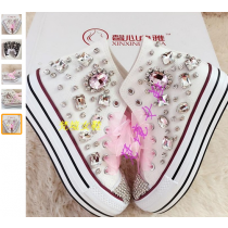 Silver Crystal and Rhinestone Beaded Women Vulcanize Shoes Ankle Boots Sneaker for Girls Lady Student Casual Dress