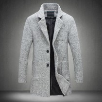 2018 Autumn and Winter New Fashion Boutique Solid Color Casual Business Men's Long Woolen Coats / Mens Grey Long Woolen Jackets