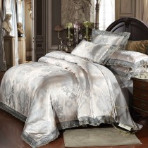 100% Cotton Luxury Embroidery Tencel Satin Silk Jacquard Bedding Sets Bed Sheet Queen King size 4pcs Duvet Cover Sets