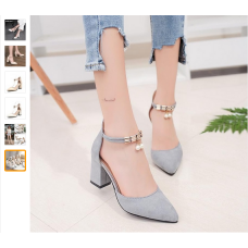 Summer Women Shoes Pointed Toe Pumps Side with Pearl 7.5CM