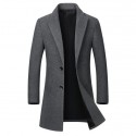 Winter Wool Jacket Men's High-quality Wool Coat casual Slim collar wool coat Men's long cotton collar trench coat