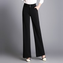 2019 Spring Summer High Waist Pants Women Work Office OL Suit Pant Black Color Casual Wide Leg Pants S, M,L, XL 