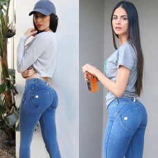 Women Skinny Stretch Jeans Peach Lift Hips Push Up Fitness Shaping Pencil Pants Denim Tights Super Elastic Low Waist Plus Size