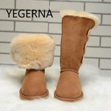  2016 Australia fashion Women Genuine Sheepskin Leather Snow Boots 100% Natural Fur Snow Boots Warm Wool Winter Boots
