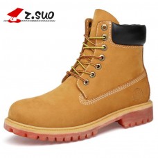 Big Size:36-47 Genuine Leather Boots Men Waterproof Cow Suede Winter Boots Lace Up Ankle Snow Boots High Quality Shoes Men