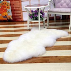 Soft Artificial Sheepskin Chair Cover Warm Hairy Carpet Seat Pad Plain Skin Fur Plain Fluffy Area Rugs Washable Bedroom Faux Mat