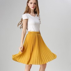 ANASUNMOON Women Chiffon Pleated Skirt Vintage High Waist Tutu Skirts Womens Saia Midi Rokken 2016 Summer Style Jupe Femme Skirt