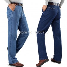 Quinquagenarian Plus Size Male Men's High Waist Summer Casual Loose Straight Jeans