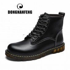 DONGNANFENG Men's Male Cow Genuine Leather Casual Retro British Shoes Boots Winter Ankle Lace Up Plush Spring 38-44 ASL-89027 