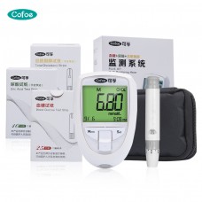 Cofoe cholesterol uric acid glucose meter test kit 3 in 1 monitor with Test Strips for blood lipid abnormal, gout,diabetics