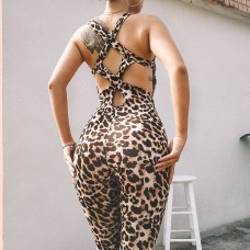 Women Leopard Print yoga suits Slim Jumpsuits Romper Workout pants Back Hollow Out Booty Playsuits Butt Activewear Bodysuit