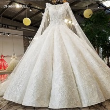 LS02174 cap sleeves wedding dress rhinestone appliques white lace latest decent ball gown wedding dresses 2018 new bridal gown