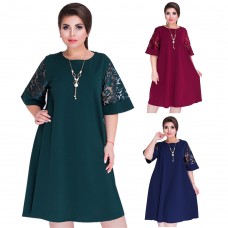 Hot Sell 2018 Women Summer New Style Fashion Lace Sleeve Dress Plus Size Dress Dresses Women SK304