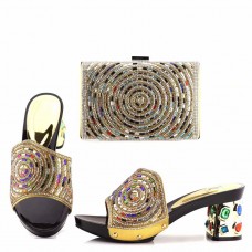 African Shoes and Bags Matching Set Nigerian Party Shoes and Bag Set New Gold Color Shoes and Bag To Match Italian For Wedding