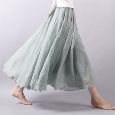 2017 Spring Summer Pleated Skirts Women High Waist Casual Skirt Elastic Waist Vintage Elegant Solid Color Skirts Plus Size 
