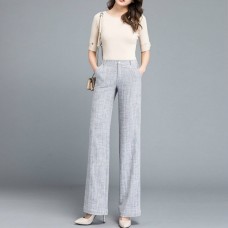 2019 new spring and summer office lady loose plus size thin linen female women girls straight pants clothing