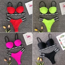 In-X Neon bikini 2019 Sexy sports swimwear women Push up bikini set Letter bathing suit Bandage bathing suit Beach wear bathers