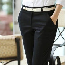 2019 Women Spring Summer Casual Pants Plus Size Ladies Mid Waist Work Formal Suit Pants Black Straight Office Slim Pants S-6XL