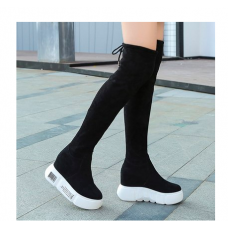 New autumn and winter over the knee boots women's fashion trend elastic boots high tube platform 10CM women's boots.
