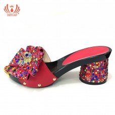Red Wedding African Shoes Without Bag Matching Set Novelty Italian Shoes Nigerian Summer Sandals Shoes Italian Ladies High Heels