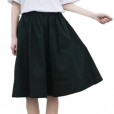 2019 Spring Summer Women Cotton Linen Skirt High Waist Pleated Skirt Female Elastic Waist Mid Long Skirt Skirts Women J324