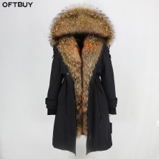 OFTBUY Waterproof Parka 2019 Real Fur Coat Winter Jacket Women Natural Raccoon Fur Collar Real Rex Rabbit Fur Liner Detachable