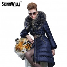 2016 medium-long down coat female fashion high quality luxury large fur collar thickening