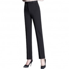 Elegant Women Pants 2019 Spring Summer Solid High Waist Pockets Straight Pants Fitness Office Lady Trousers Femme