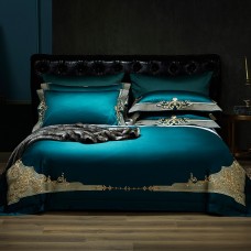 New 1000TC Egyptian Cotton Royal Luxury Bedding set King Queen Size Embroidery Bed set Duvet Cover Bedsheet set parrure de lit
