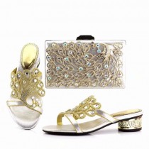 Silver Color Matching Italian Shoe and Bag Set African Matching Shoes and Bags Italian In Women Nigerian Shoes and Matching Bags