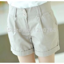 2019 Women Fashion Casual Shorts Mid Waist Loose Shorts Large Size Solid Color Pocket Design Slim Shorts Free Shipping
