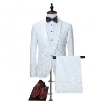 Suit Men 2019 High Quality Latest Coat Pant Designs White Wedding Tuxedos For Men Slim Fit Mens Printed Suits Brand Clothing