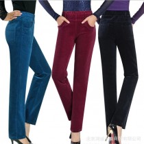 Women's high waist casual female trousers straightTrousers elastic waist corduroy pants plus size 9xl 