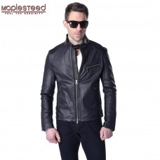 MAPLESTEED Brand Genuine Leather Jacket Men 100% Real Sheepskin Jackets Fashion Black Slim Fit Soft Male Leather Coat Autumn 012