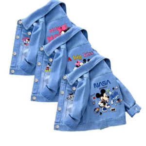 Baby Boys Girls Mickey Minnie Mouse Denim Jacket Clothes 2024 New Spring Autumn Toddler Kids Casual Outerwear Children Clothing