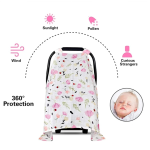 Baby Muslin Cotton Blanket Car Seat Cover Breathable Sunshade Safety Basket Cradle Cap Sun Canopy Newborn Stroller Accessory