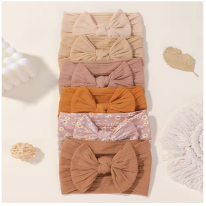 3Pcs Solid Color Baby Headband Bow Children Hair Band Elastic Nylon Newborn Headbands Soft Turban Headwrap Kid Hair Accessories