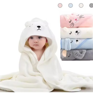 Toddler Bathrobe Infant Bath Towel Boy Girl Blankets Swaddle With Hood Cartoon Coral Fleece Towel Blanket Newborn Kids Bedding