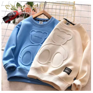 new spring autumn steel print bear sweatshirt boys clothes teenagers long sleeve pullovers girls kids cotton tops anime hoodie