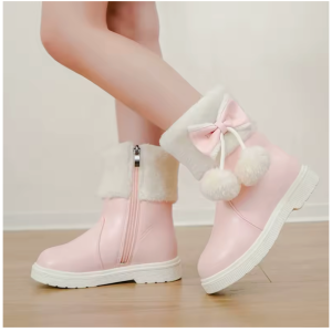 winter girl boots fashion versatile long tube boot comfort casual cotton boots warm princess girl shoe velvet simple snow boot