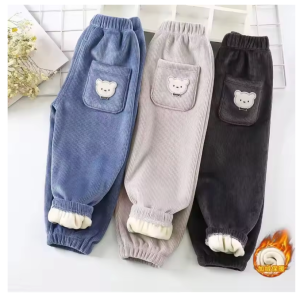 kids warm pants autumn winter girls thicken trousers baby boys cute bear print children casual harem pants