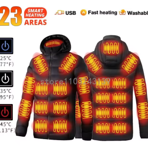 23 areas heated jacket winter men warm vest usb self heating jacket women heated coat ski camping hiking winter cotton clothes